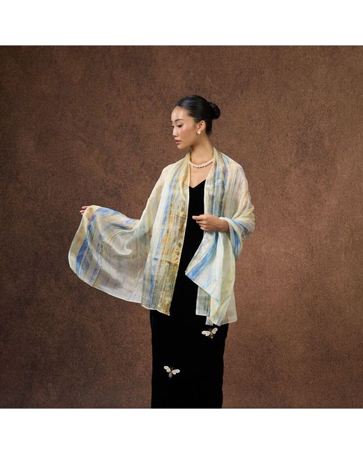 Silk and Bears Metallic Sunlight Brushstroke Habotai Silk Scarf – Hand-Dyed Mulberry Silk