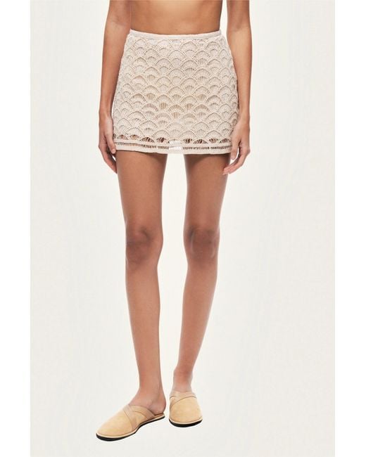 Nocturne Natural High-Waisted Lace Mini Skirt