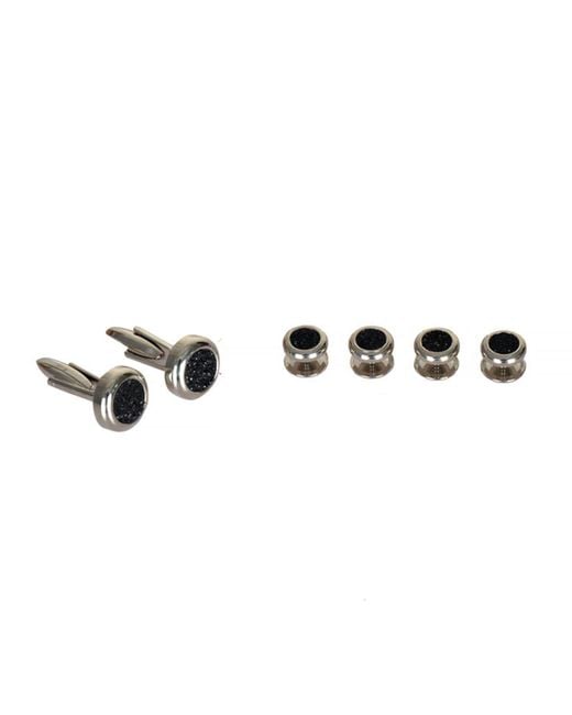 DAVID WEJ Metallic Diamond Dust Cufflinks & Studs Set for men