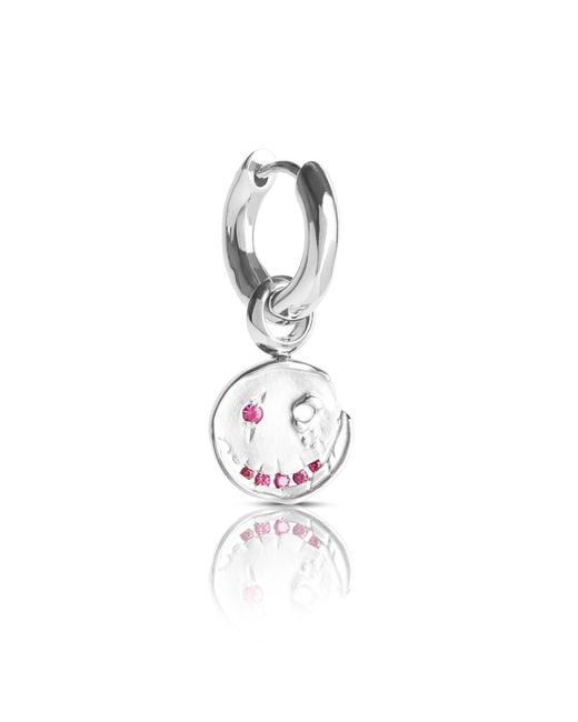 Kasun White Smile Hoop Earrings – July – Ruby –