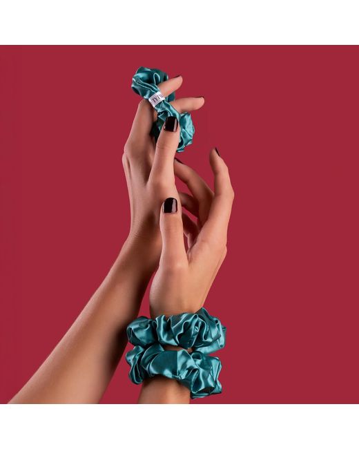 6Fiftytwo® Green Pure Mulberry Classic Silk Scrunchies