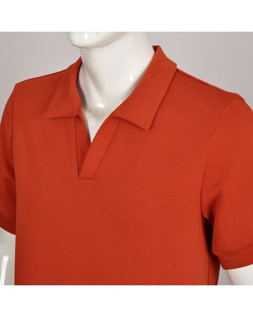 DAVID WEJ Red Enzo Cotton V-Neck Polo for men