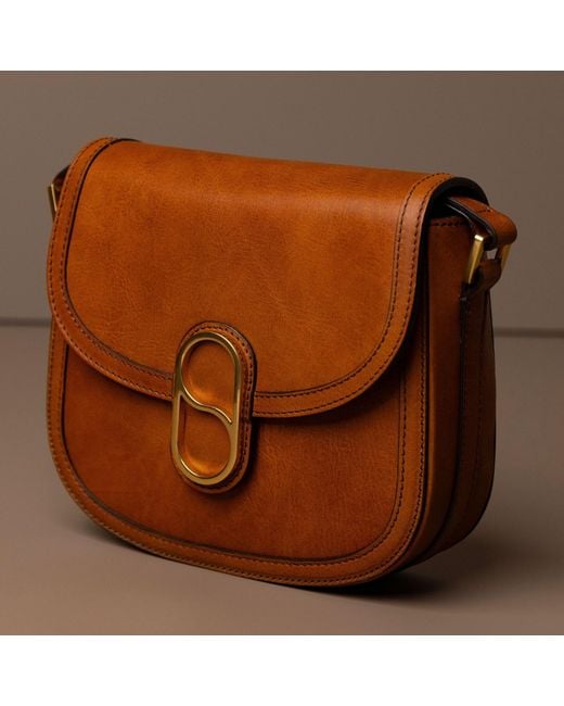Time Resistance Brown Leather Saddle Bag