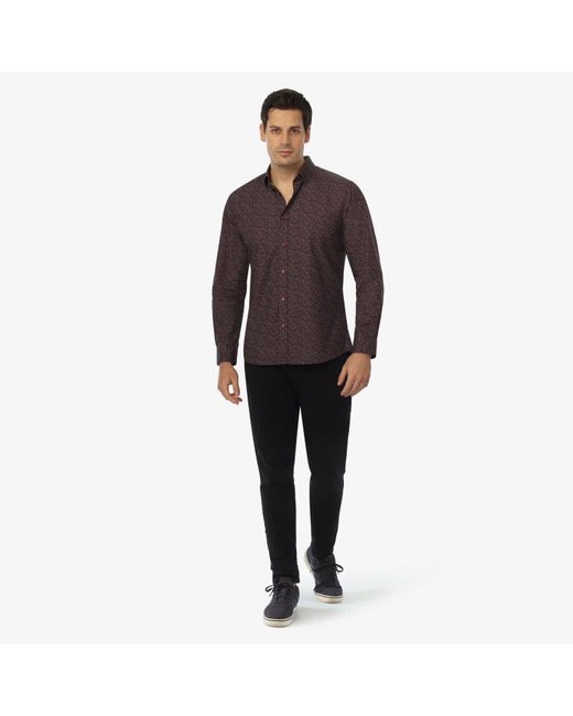 Vustra Purple Prairie Bloom Print Button-Down Shirt for men