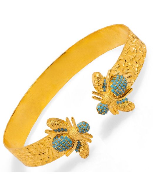 Ebru Jewelry Metallic Mystic Design & Honey Bee Cuff Bracelet