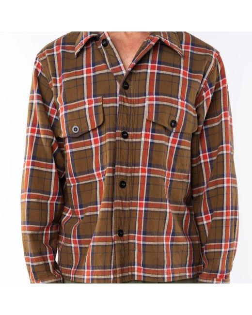 Ariko Brown Bucky Flannel Overshirt for men