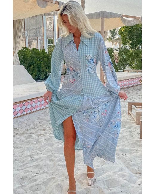 Palm Collective Blue Tulonne Maxi Dress