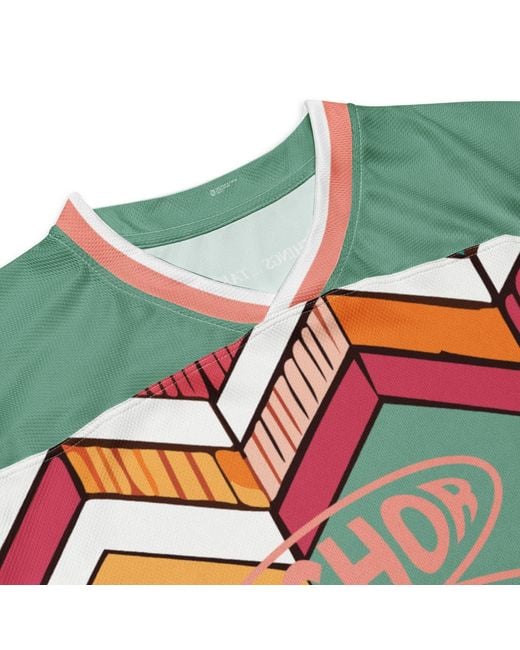 Anchor and Crew Green Vibrant Motif Pattern Recycled Fabric Hockey Jersey