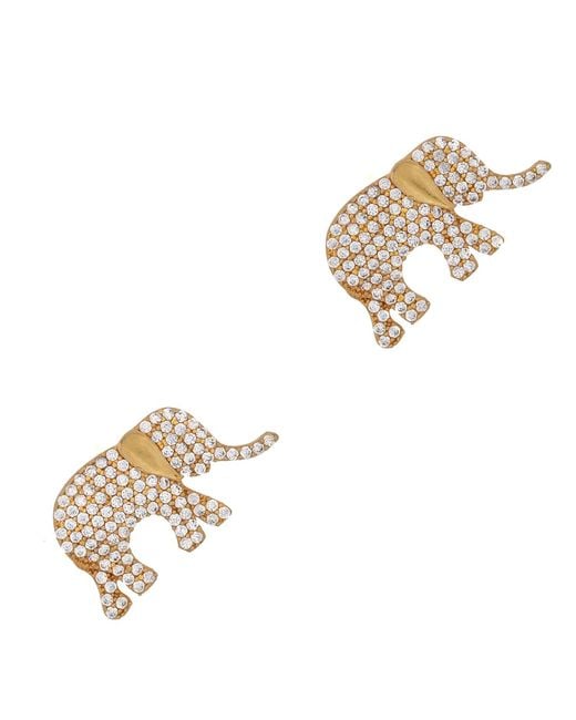 Ebru Jewelry Metallic Guardian Diamond Elephant Stud Earrings