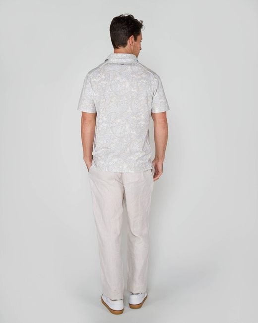 Lords of Harlech Gray Neutrals Pietro Paisley Romance Polo Shirt for men