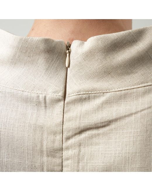 Metamorph White Neutrals Turtleneck Linen Top