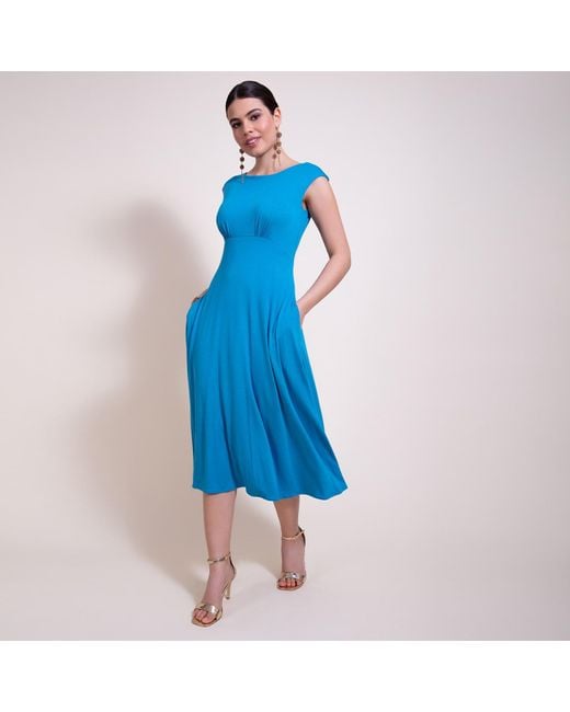 Alie Street London Blue Luna Midi Dress With Pockets