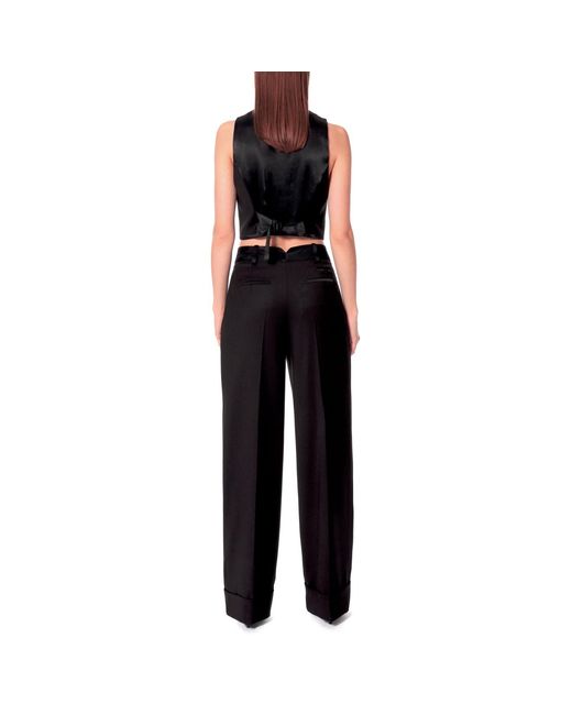 AGGI by HALEWSKI Black Frankie Fashion Wide Trousers