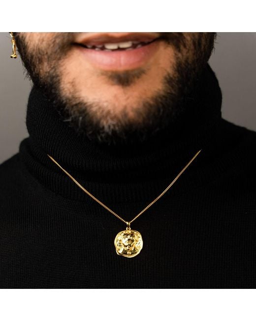 Frenvyrn Metallic Lars Dog Coin Necklace, Vermeil for men
