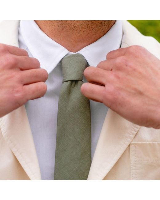 LE COLONEL Green Clay Linen Tie for men
