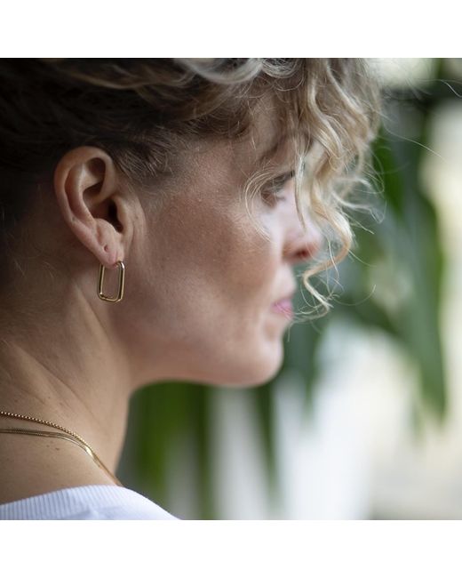 Divine Aria Metallic The Ellie Rectangle Tarnish Free Classic Hoop