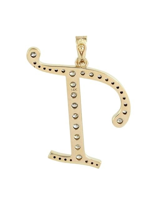 Artisan Metallic Natural Diamond "T" Initial Alphabet Pendant
