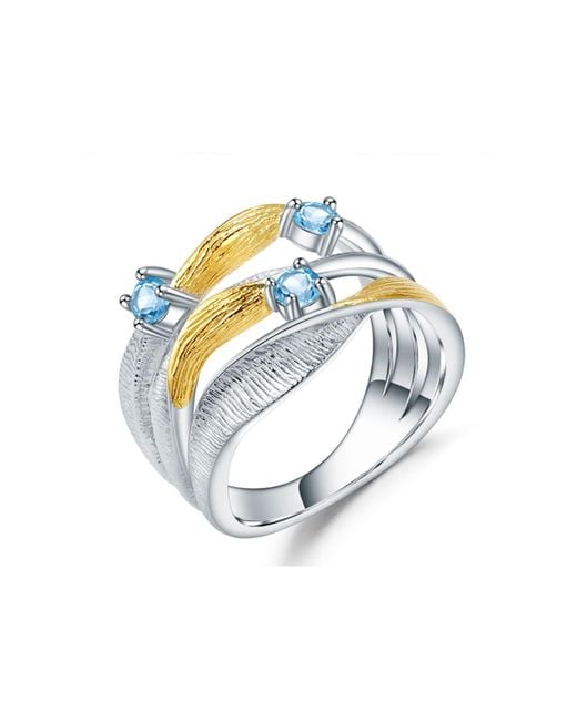 Janus Edinburgh Metallic Clatto Topaz Wavy Sterling Ring Band