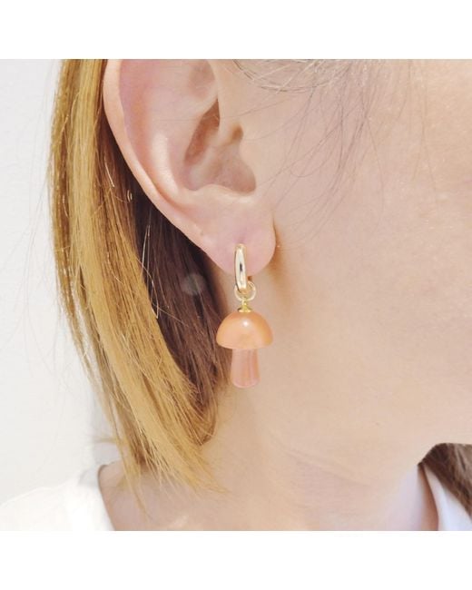 VALERIE CHIC Red Mushroom Cherry Quartz Earrings 18K