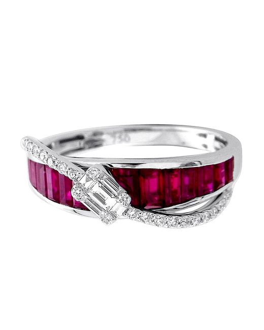 Artisan Red Ruby & Diamond Crossover Band Ring