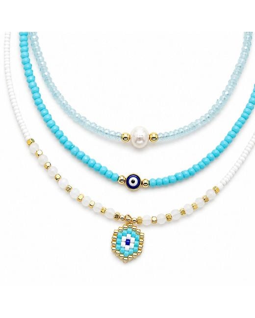Nuvv Collection Blue Evil Eye Beaded Necklace