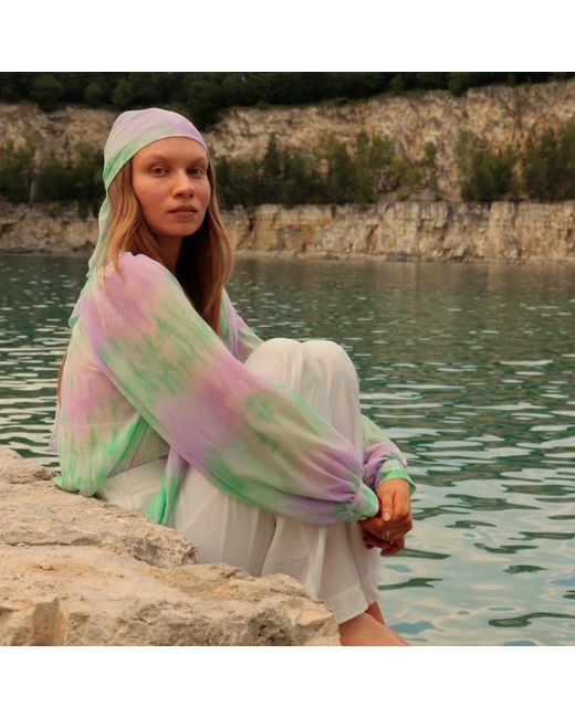 AGGI by HALEWSKI Multicolor Loretta Mint Long Sleeve Chiffon Shirt