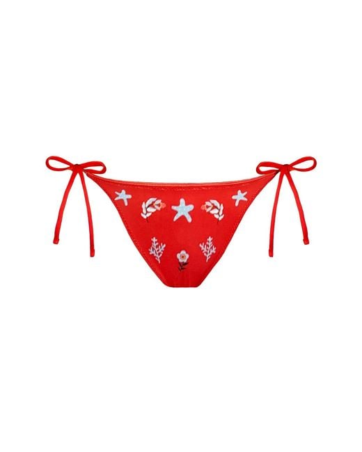 Jessie Zhao New York Red Coral Garden Reversible Tie Side Bottom