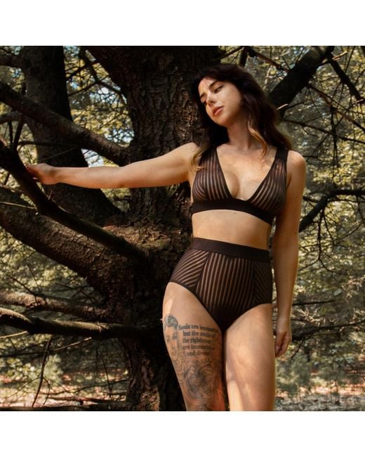 MONIQUE MORIN LINGERIE Brown Vertigo Hi Waisted Brief Cocoa