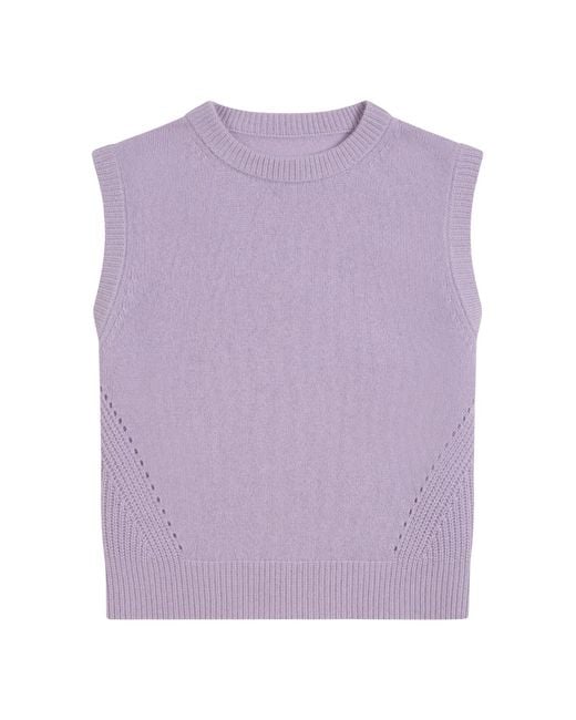 Loop Cashmere Purple Ribbed Detail Lofty Cashmere Tank