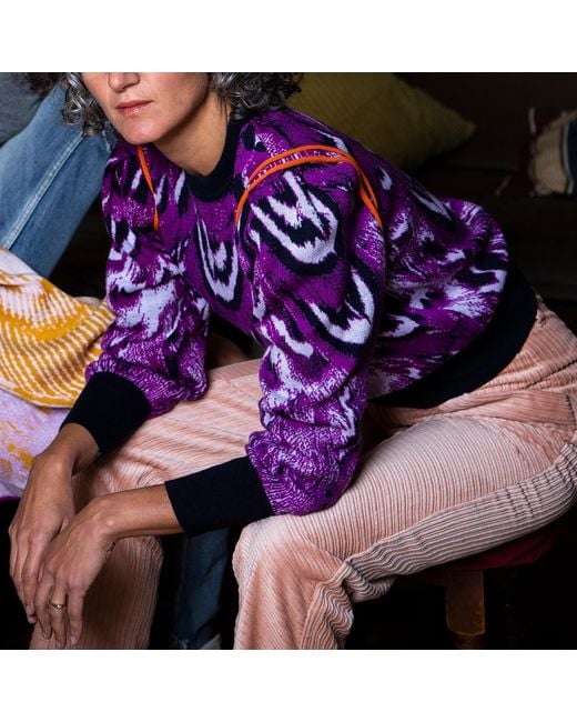 Essien & Emre Purple Levia Merino Wool Knitted Pattern Jumper