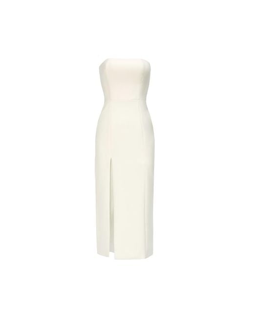 Nomi Fame White Mora Strapless Front Slit Corset Midi Dress