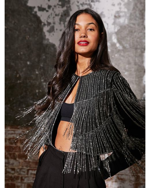 Rose & Nancy Black Scarlett Fringe Jacket