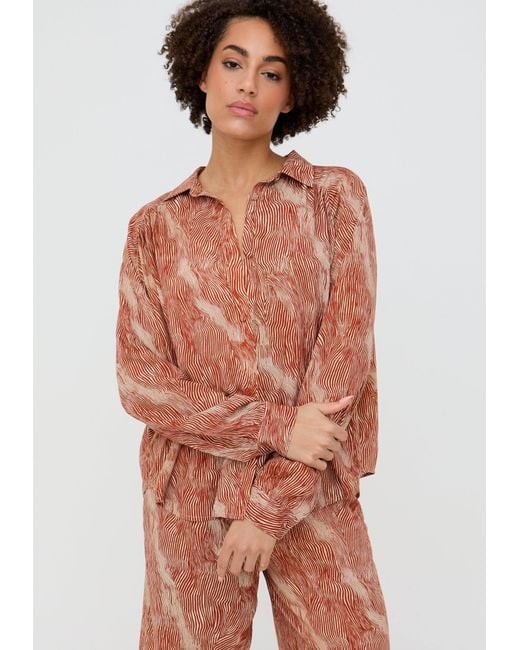 Raffya Natural Ginger Button Down Tiger Print Shirt