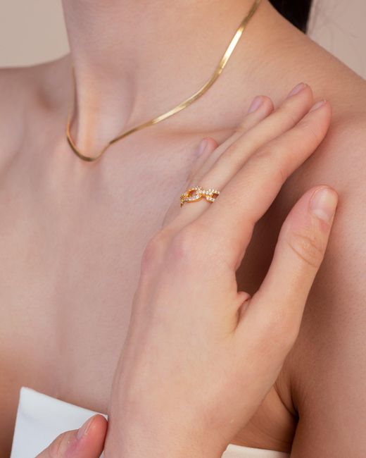 Zynnia Collective Metallic Studded Twist Chain Ring