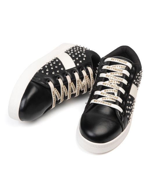 Rettrose Black Teri Luxury Suede Handmade Embellished Tennis Shoe