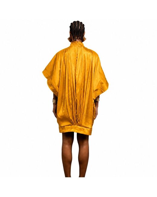 Chuks Collins Metallic Tola Batwing Sleeve Dress