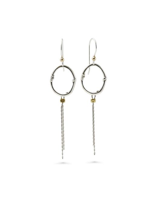 Isla Silver White Organic Oval & Tassel Dangle Earrings