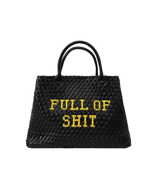 Lilly Loves Black Vegan Full Of Shit Woven Handbag