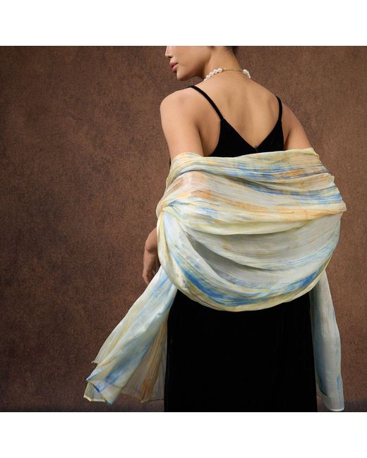 Silk and Bears Metallic Sunlight Brushstroke Habotai Silk Scarf – Hand-Dyed Mulberry Silk