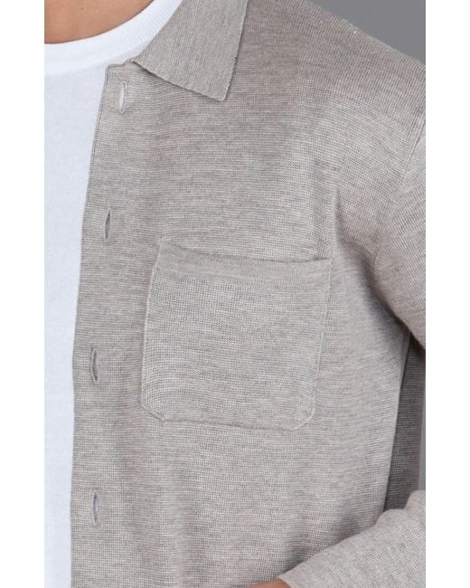 Paul James Knitwear Gray Extra Fine Merino Wool Fabrizio Work Shirt for men