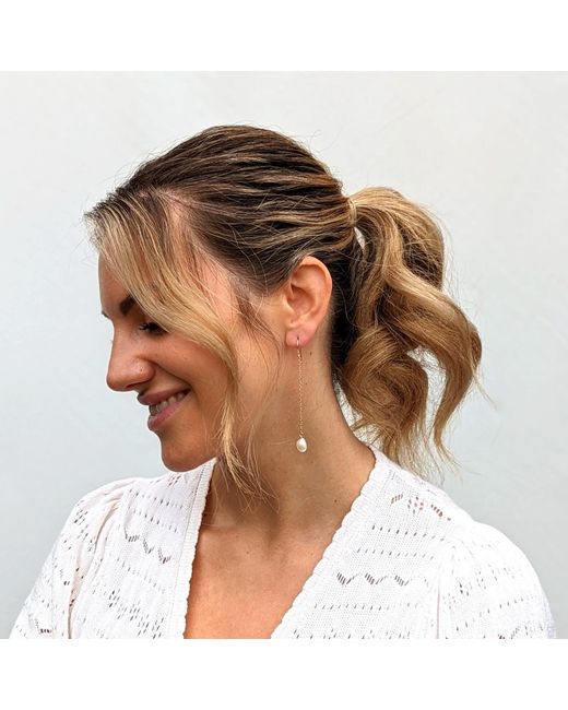 Kiri & Belle White Alina Long Chain Pearl Sterling Earrings