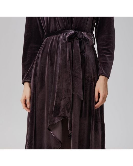 Smart and Joy Black Wrap Velvet Dress And Ruffle Hem