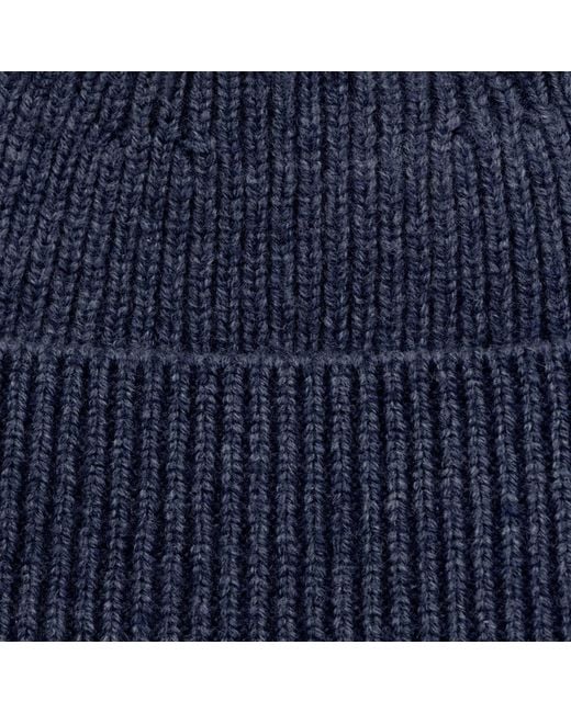 Paul James Knitwear Blue Lightweight Merino Cashmere Beaulinee Beanie