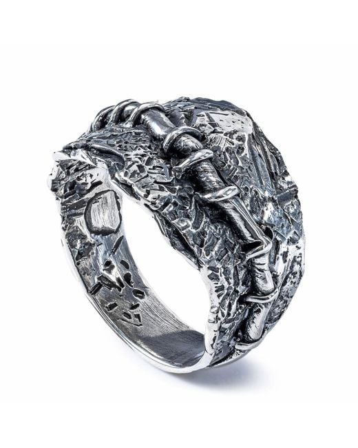 German Kabirski Metallic Chimera Band Ring for men