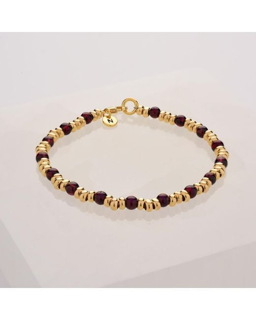 Nellou Jewellery Metallic Gem Garnet Bracelet Birthstone January Plated Sterling