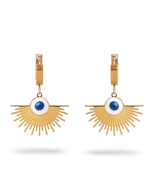 Ebru Jewelry Metallic Radiant Evil Eye Earrings