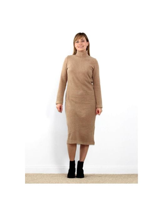 Oh!Zuza Natural Neutrals Camel Long-Sleeved Turtleneck Dress