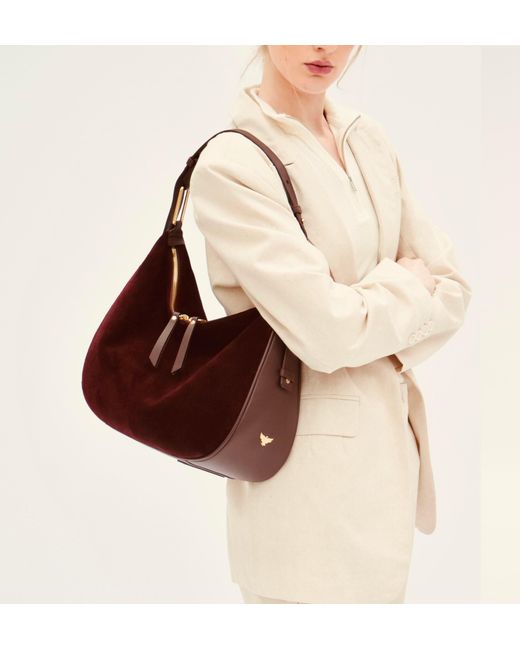 Apatchy London Purple The Charlie Burgundy Suede Bag