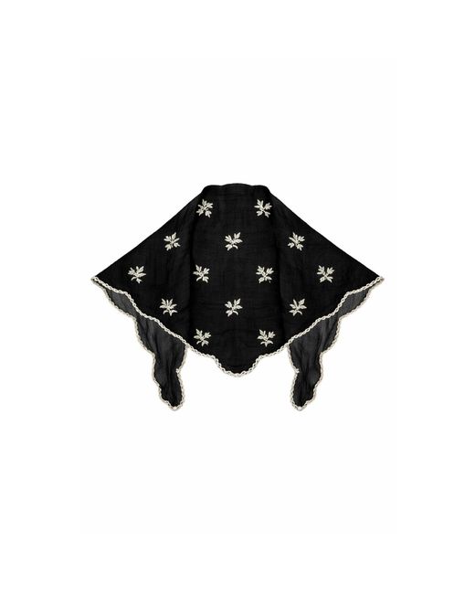 Saachi Black Embroidered Gauze Bandana