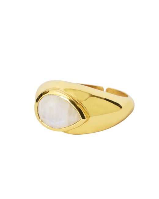 YAA YAA LONDON Yellow Neutrals Milk Drop Moonstone Vermeil Gemstone Ring